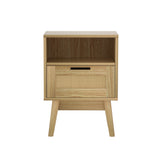 Simcoe Wood Rattan Bedside Table Rattan Side Table Nightstand Storage Cabinet - Wood