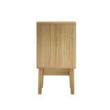 Simcoe Wood Rattan Bedside Table Rattan Side Table Nightstand Storage Cabinet - Wood