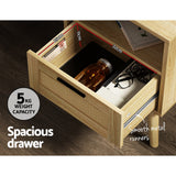 Simcoe Wood Rattan Bedside Table Rattan Side Table Nightstand Storage Cabinet - Wood