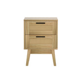 Simcoe Wood Rattan Bedside Table Rattan Side Table Nightstand Storage Cabinet with 2 Drawers - Wood