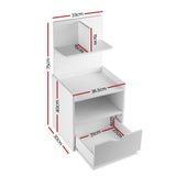 Stratford Wooden Bedside Table Cabinet Shelf Display Side Nightstand Unit Storage - White