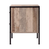 Borden Wooden Metal Legs Bedside Table Nightstand Metal with 2 Drawers - Black & Dark Oak