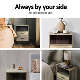 Souris Wooden Metal Legs Bedside Table Side Table Nightstand Storage Cabinet Unit with 2 Drawers - Wood