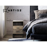 Souris Wooden Metal Legs Bedside Table Side Table Nightstand Storage Cabinet Unit with 2 Drawers - Wood