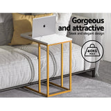 Isigonus Side End Table Marble Effect - White