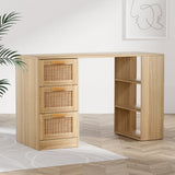 Artiss Computer Desk Drawer Shelf Home Office Study Table Rattan Oak 120cm