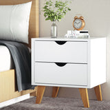 Beloeil Wooden Veneer Bedside Table with 2 Drawers - White