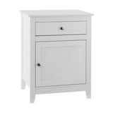 Comeau Wooden Bedside Table Big Storage Cabinet Nightstand Lamp Chest with 2 Drawers - White