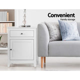 Comeau Wooden Bedside Table Big Storage Cabinet Nightstand Lamp Chest with 2 Drawers - White