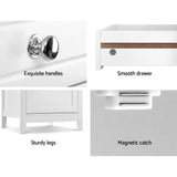 Comeau Wooden Bedside Table Big Storage Cabinet Nightstand Lamp Chest with 2 Drawers - White