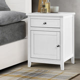 Comeau Wooden Bedside Table Big Storage Cabinet Nightstand Lamp Chest with 2 Drawers - White