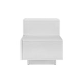 Gatineu LED High Gloss Bedside Table Side Table RGB LED High Gloss Nightstand with 2 Drawers - White