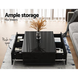 Iphion Coffee Table with 4 Drawers - Black