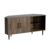 Harriet 120cm Corner Entertainment Unit Stand TV Cabinet Open Storage Shelf - Brown