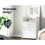 Dressing Table Bedside Tables 2-in-1 Set Hidden Makeup Mirror Storage Drawers