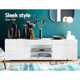 Viola 130cm High Gloss TV Stand Entertainment Unit Storage Cabinet Tempered Glass Shelf - White