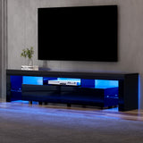 Erica 200cm TV Cabinet Entertainment Unit Stand RGB LED Gloss Furniture - Black