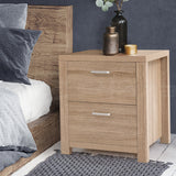 Gaspe Wooden Bedside Table Lamp Side Table Nightstand Unit with 2 Drawers - Beige