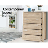 Artiss 5 Chest of Drawers - Pine