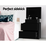 Laval Wooden Bedside Table Side Table Storage Nightstand Bedroom with 2 Drawers - Black