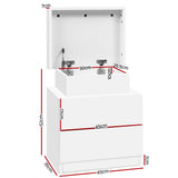Laval Wooden Bedside Table Side Table Storage Nightstand White Bedroom with 2 Drawers - White