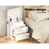 Levis LED High Gloss Bedside Table Side Table RGB LED High Gloss Nightstand - White