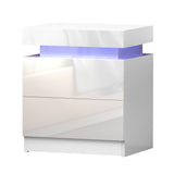 Levis LED High Gloss Bedside Table Side Table RGB LED High Gloss Nightstand - White