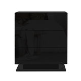 Lachine LED High Gloss Bedside Table Side Table RGB LED Lamp Nightstand Gloss with 3 Drawers - Black
