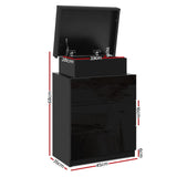 Rimouski LED High Gloss Bedside Table Side Table RGB LED High Gloss Nightstand with 3 Drawers - Black