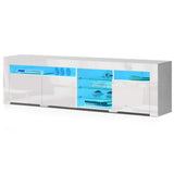 Hanns 180cm TV Cabinet Entertainment Unit Stand RGB LED Gloss 3 Doors - White