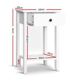 Saguenay Wooden Bedside Table Side Table Nightstand Storage Cabinet Shelf - White