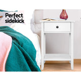 Saguenay Wooden Bedside Table Side Table Nightstand Storage Cabinet Shelf - White