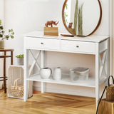 Console Table Hall Side Entry 2 Drawers Display White Desk Furniture