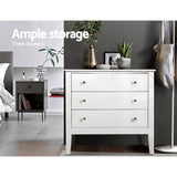 Artiss 3 Chest of Drawers - White