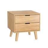 Barrie Wooden Bedside Table Nightstand with 2 Drawers - Pine