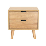 Barrie Wooden Bedside Table Nightstand with 2 Drawers - Pine