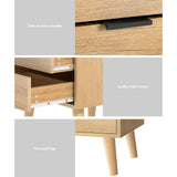 Barrie Wooden Bedside Table Nightstand with 2 Drawers - Pine