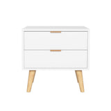 Barrie Wooden Bedside Table with 2 Drawers - White