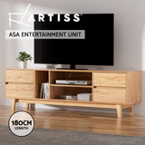 Inez 180cm Entertainment Unit Stand TV Cabinet Storage Drawer Shelf - Wood
