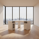 Artiss Computer Desk Shelf Cabinet L-Shape White 150cm