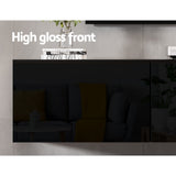 Emberlyn 200cm Floating Entertainment Unit TV Cabinet High Glossy Black 3 Cabinets - Black
