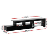Trina 215cm TV Cabinet Entertainment Unit Stand RGB LED Gloss Furniture - Black