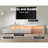 Trina 215cm TV Cabinet Entertainment Unit Stand RGB LED Gloss Furniture - White