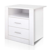 Eustache Wooden Bedside Table Storage Cabinet Side Table with 2 Drawers - White