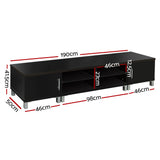Odell 190cm Entertainment Unit with Cabinets - Black