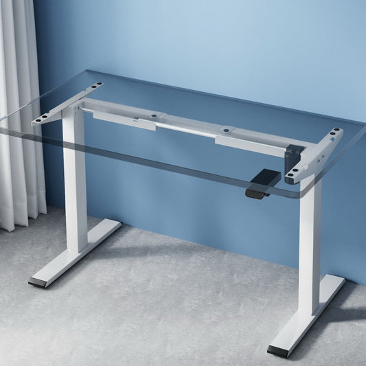 Artiss Electric Standing Desk Frame Only Height Adjustable 70Kg Load White