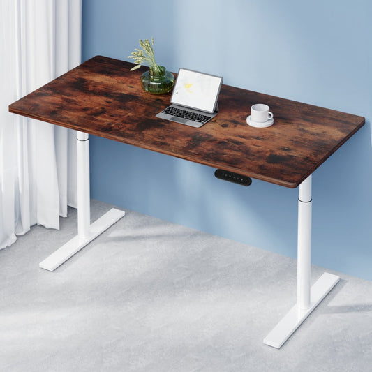 Artiss Standing Desk Motorised Electric Dual Motor 140cm Rustic Brown