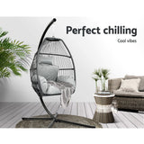 Halle Egg Hanging Swing Chair Stand Pod Wicker - Grey