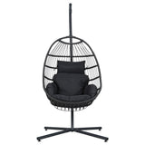 Halle Outdoor Egg Swing Chair Hanging Chair Wicker Rope Pod Stand Foldable - Grey
