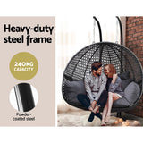 Andrew Outdoor Egg Swing Chair Wicker Furniture Pod Stand Cushion 2 Seater - Grey